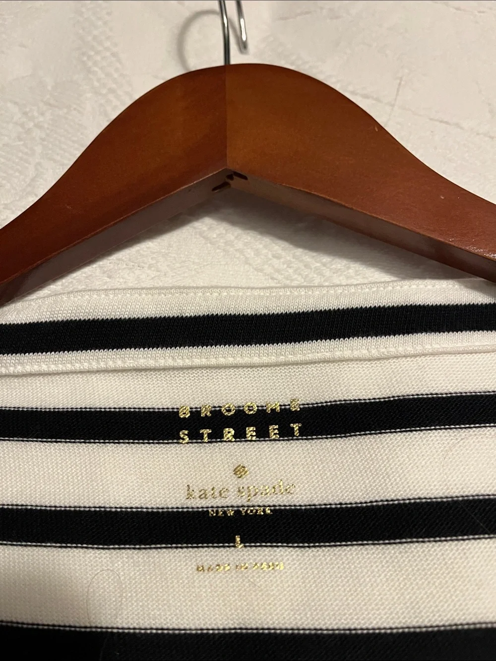 Kate Spade black and cream stripe cotton top size large